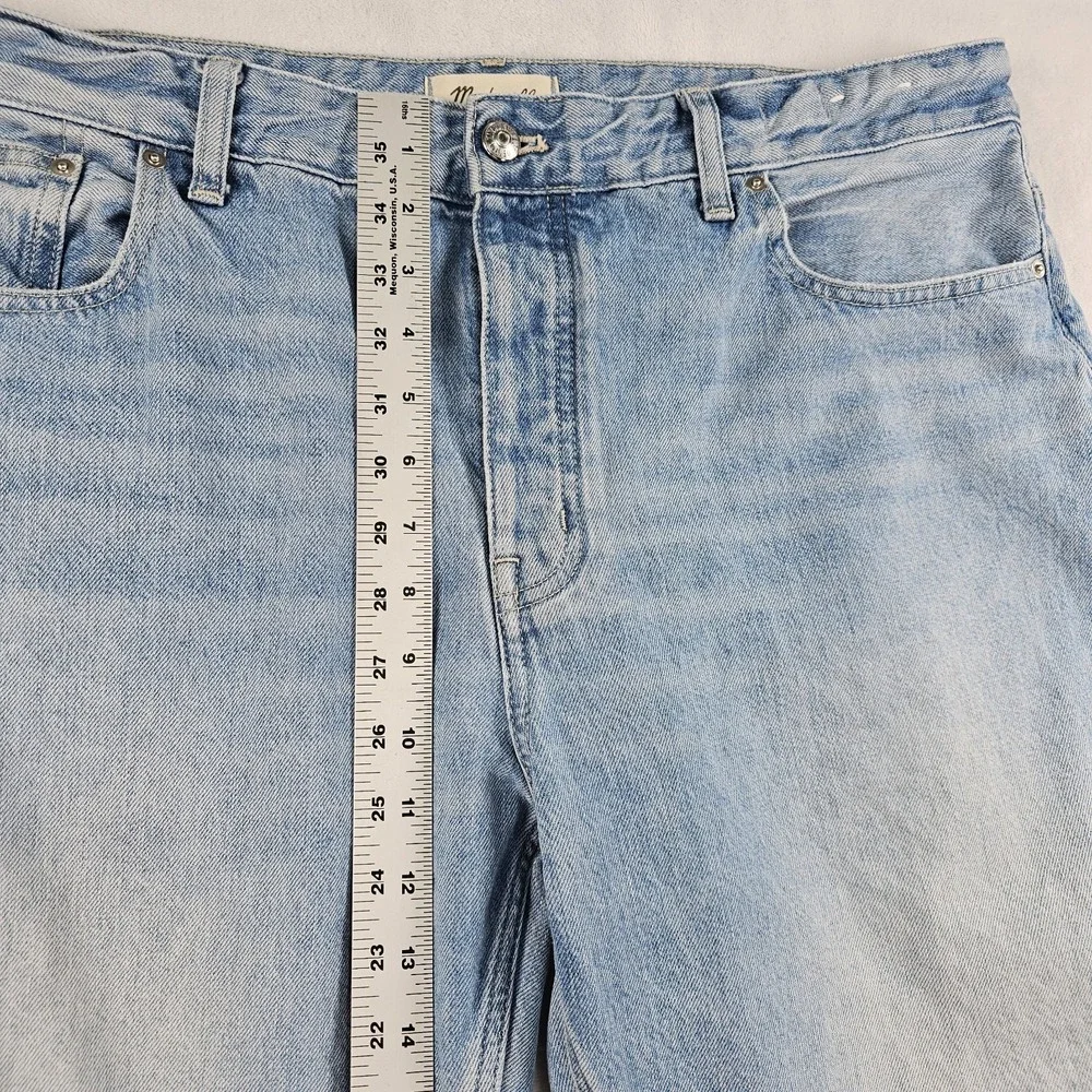 Madewell The Darted Barrel-Leg Jean Womens 32 Boho Distressed Raw Fray Hem Relax